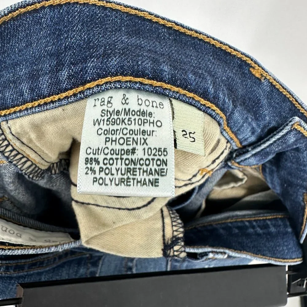 Rag & Bone Dre Low-Rise Slim Boyfriend Jeans Phoenix‎ Distressed Wash Size 25